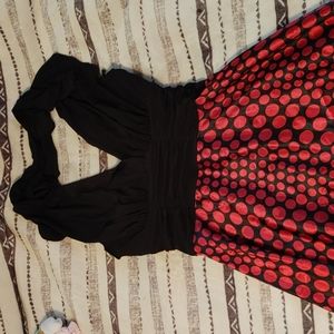 Ladies Connected Apparel Black and red polka dot Dress Size 8